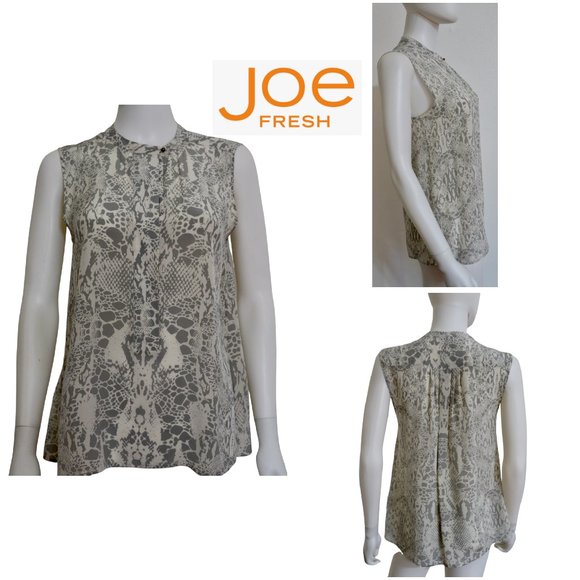 Joe Fresh Sleeveless Python Animal Print Silk Top in s/p - Picture 1 of 8